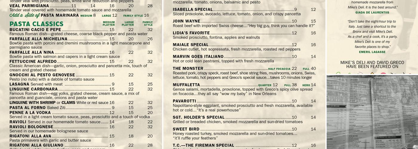Mikes Deli Menu