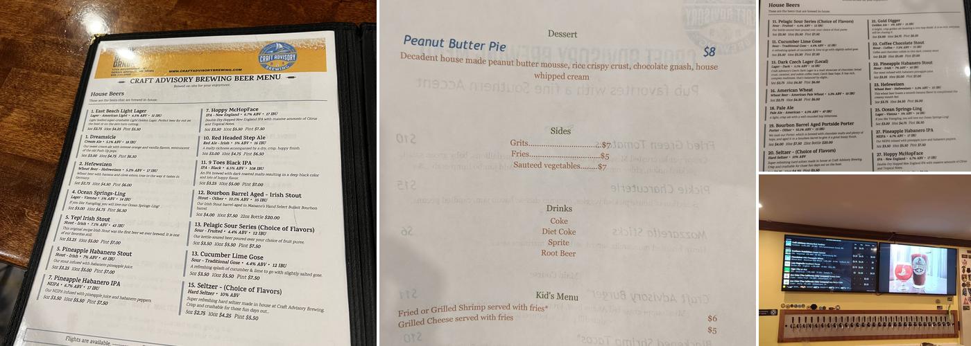 Craft Advisory Brewing Menu