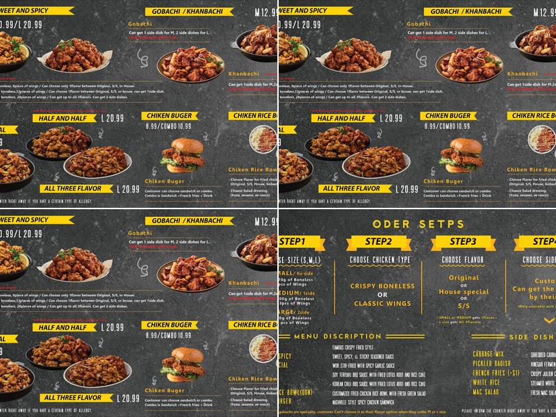 Left Wing Chicken Menu