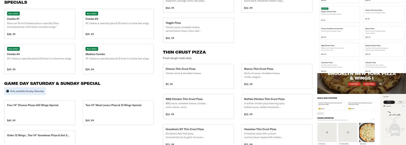 Brooklyn New York Pizza & Wings I Menu