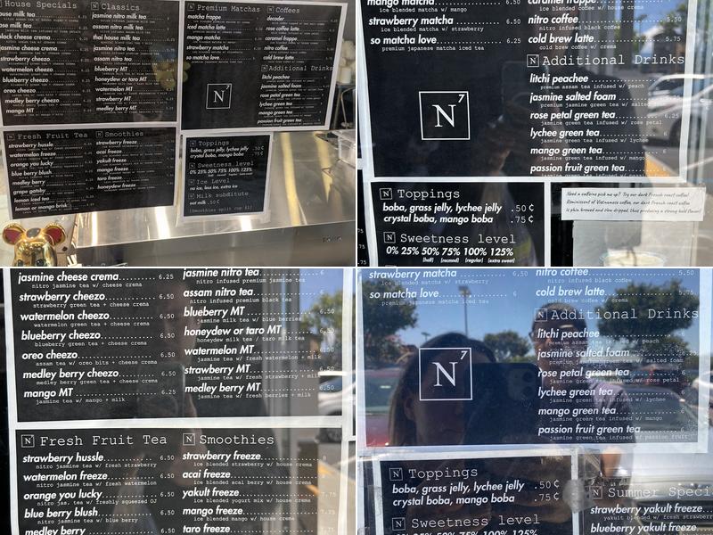 N7 Draft Tea + Coffee Menu