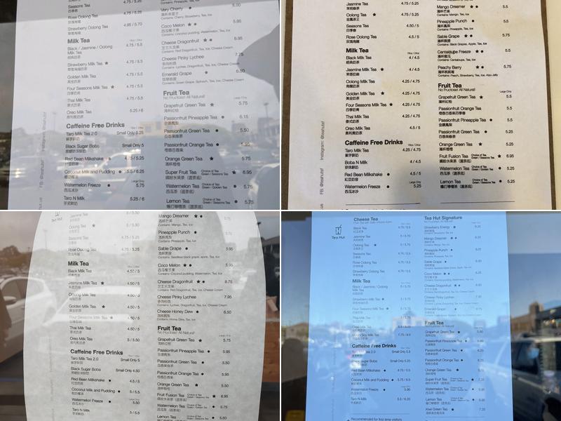 Tea Hut Menu