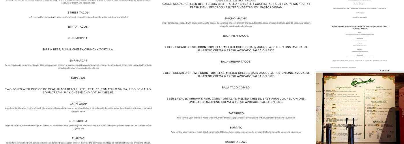 Canasta kitchen Menu