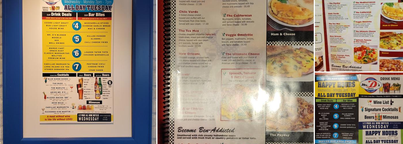 Mr D's Diner, Bakery & Bar Menu