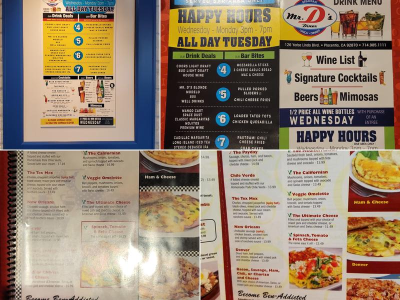 Mr D's Diner, Bakery & Bar Menu