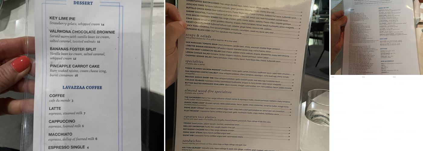 Shorebird Menu
