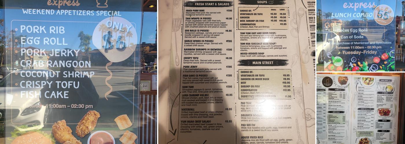 Hug Thai Express Menu