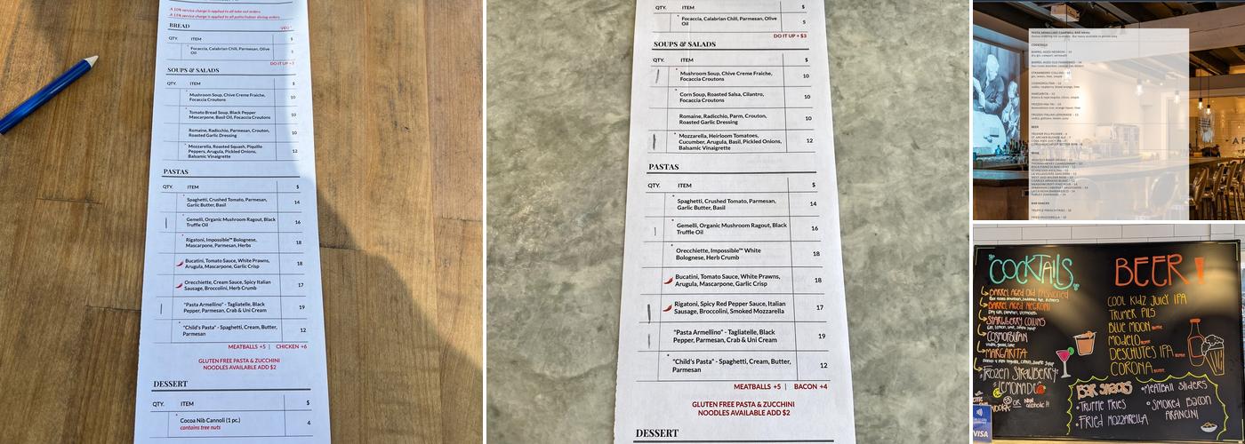 Pasta Armellino Menu