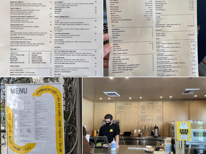 Strings of Life (S.O.L) Café Menu