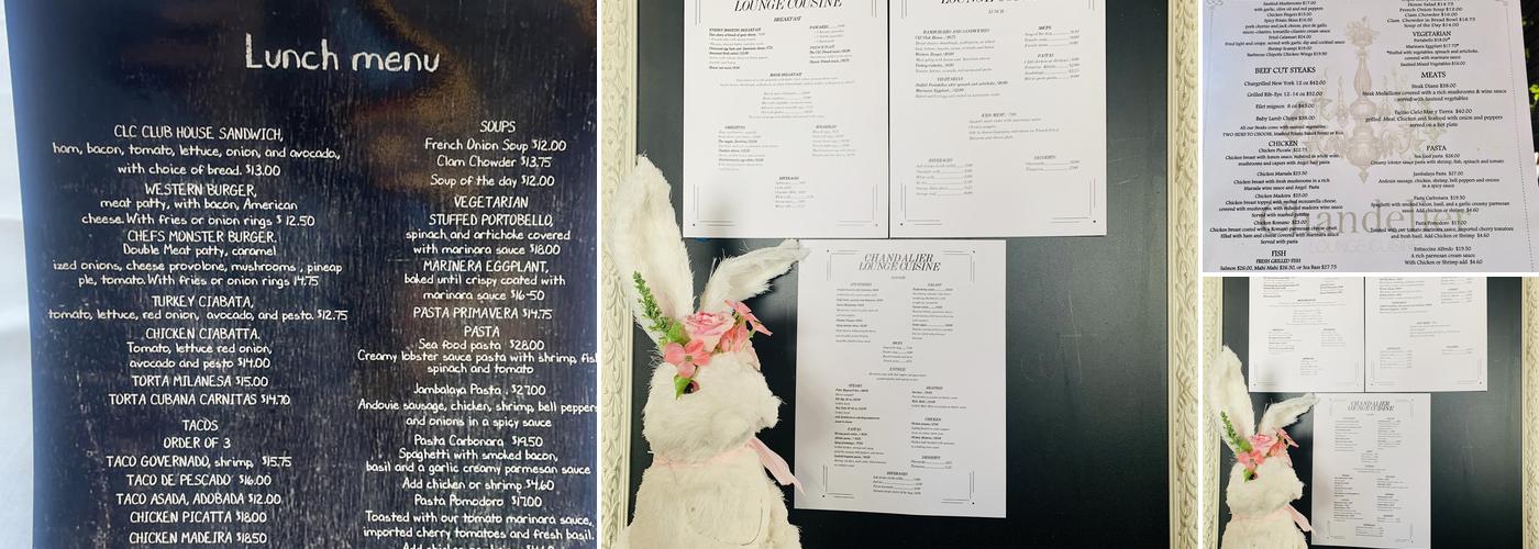 Chandelier Lounge Cuisine Menu