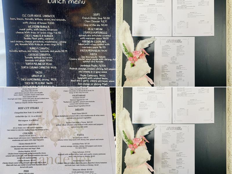 Chandelier Lounge Cuisine Menu