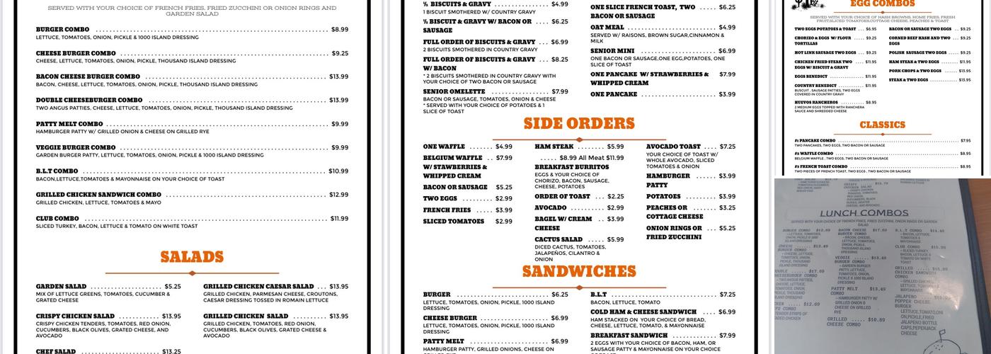 Cactus Trails Cafe Menu