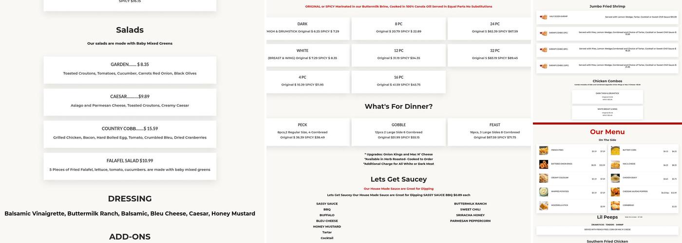 Buttermilk's Chicken Menu