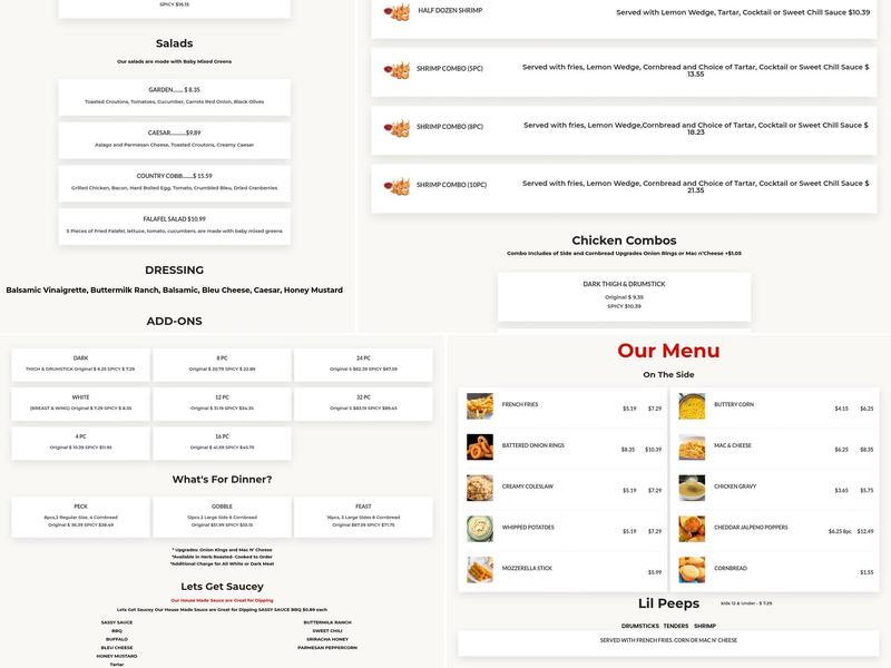 Buttermilk's Chicken Menu