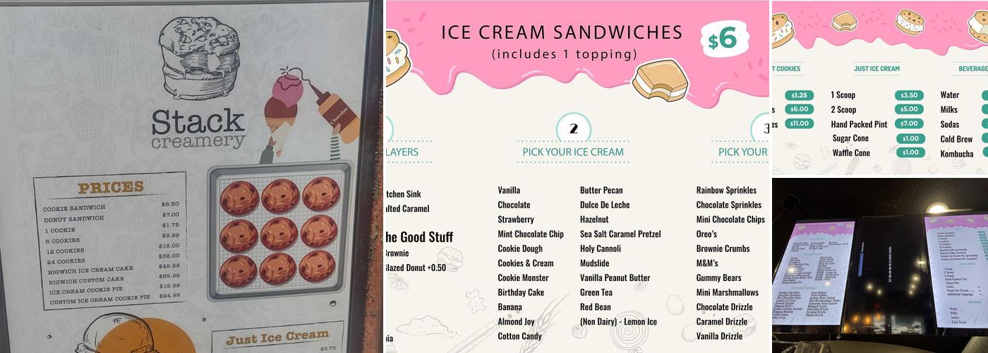 Stack Creamery Menu