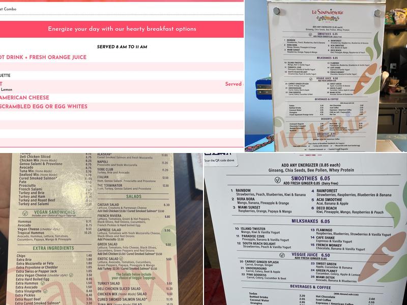 SAND’WHICH MIAMI GABLES Menu