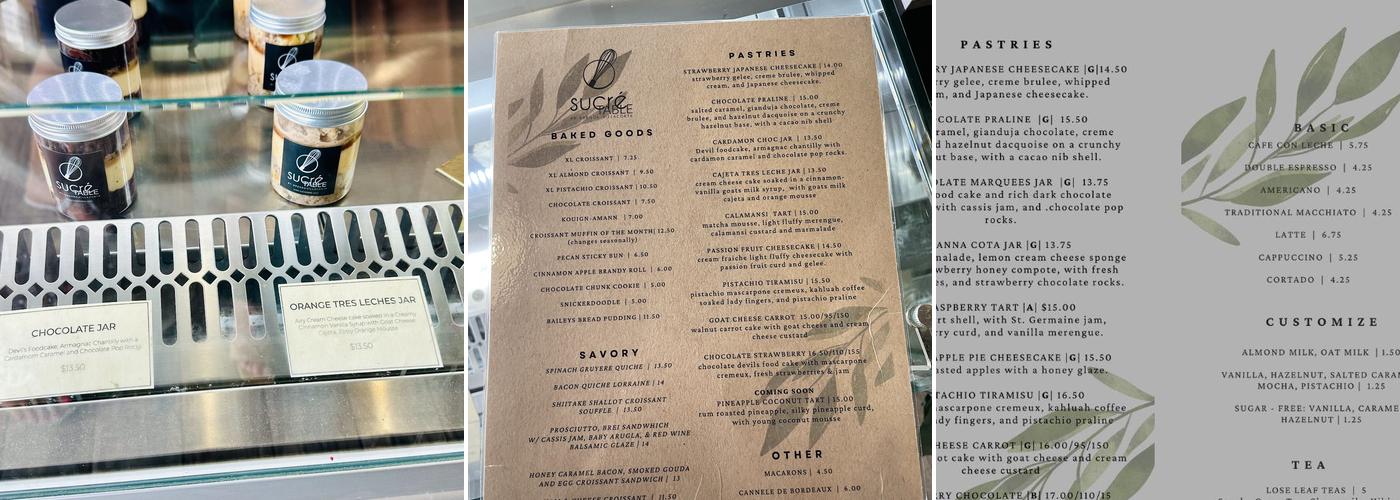 Sucré Table Menu