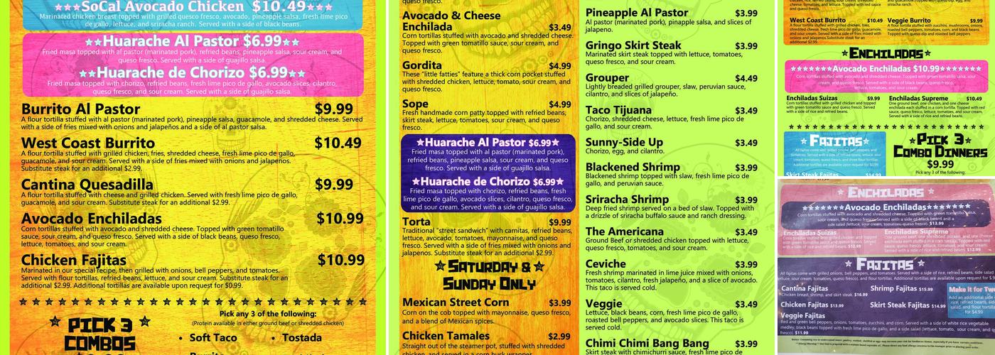 Cantina Louie Menu