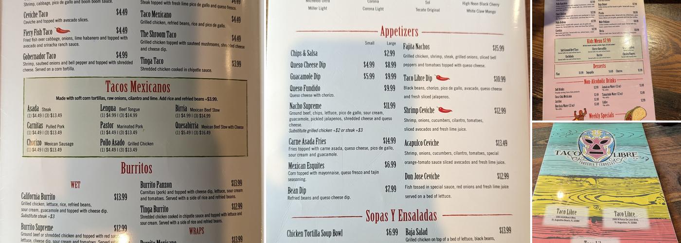 Taco Libre Menu