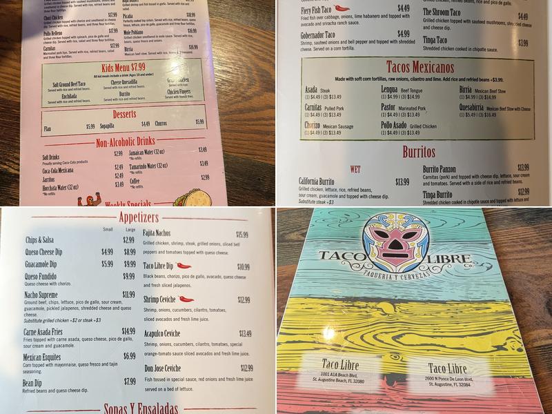 Taco Libre Menu