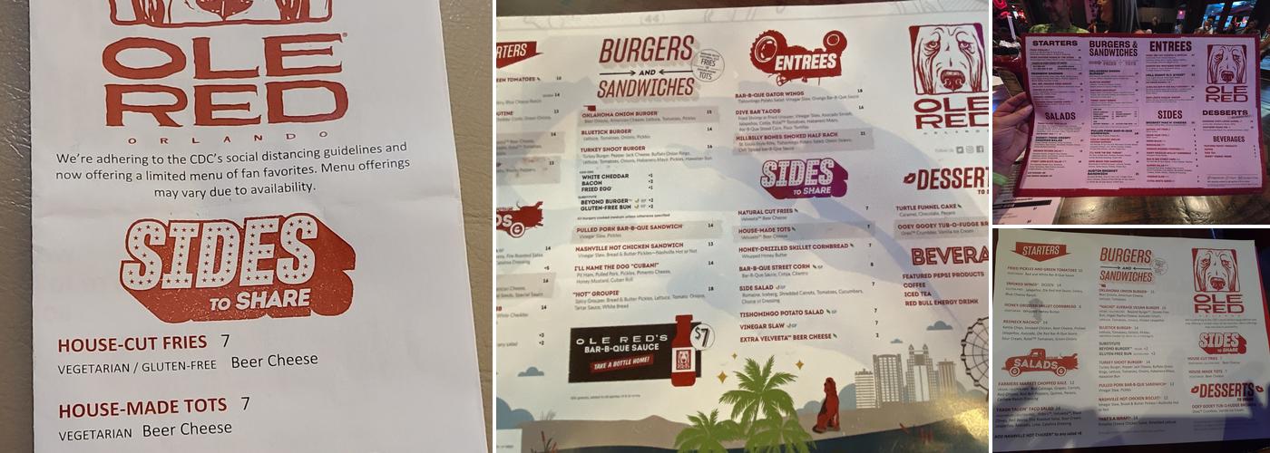 Ole Red Menu