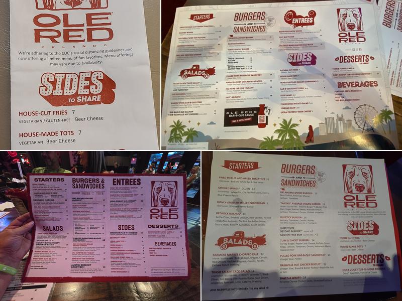 Ole Red Menu