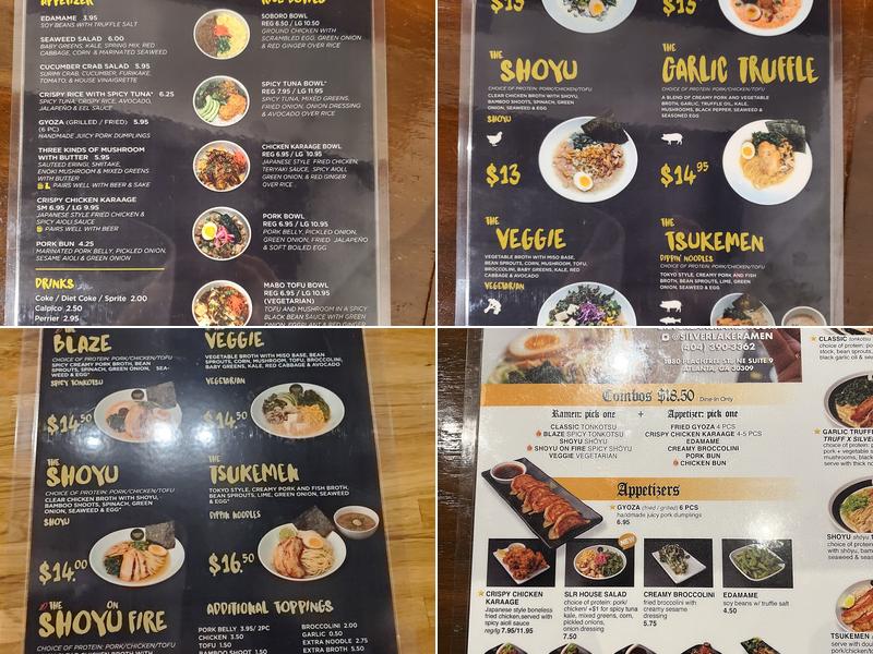 Silverlake Ramen Menu