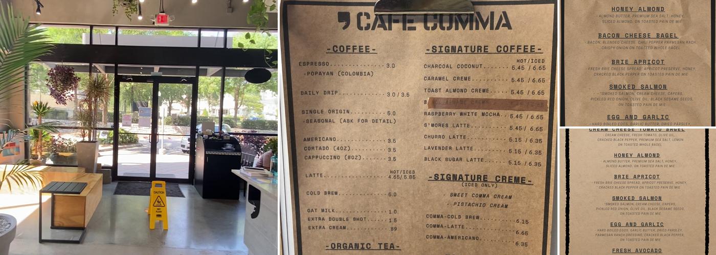 Cafe Comma Menu