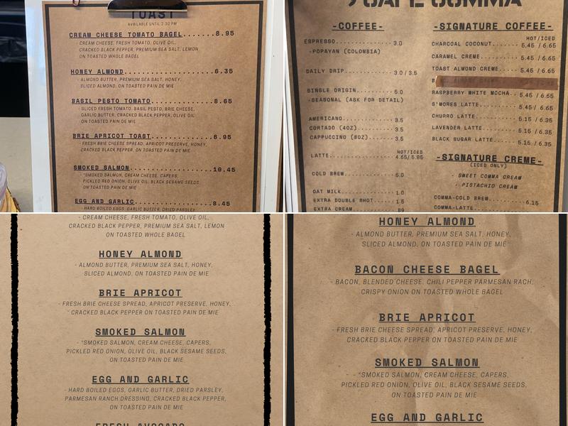 Cafe Comma Menu
