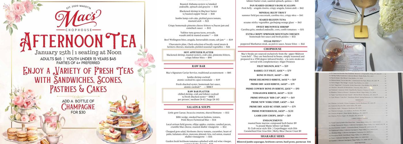 Mac's Chop House Menu