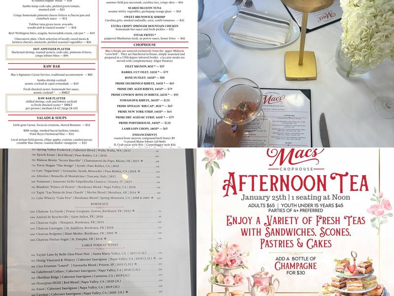 Mac's Chop House Menu