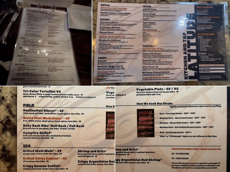 Latitude Kitchen and Tap Menu