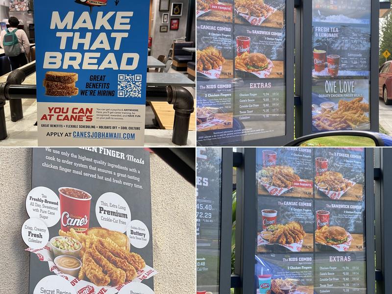 Raising Cane's Chicken Fingers Menu