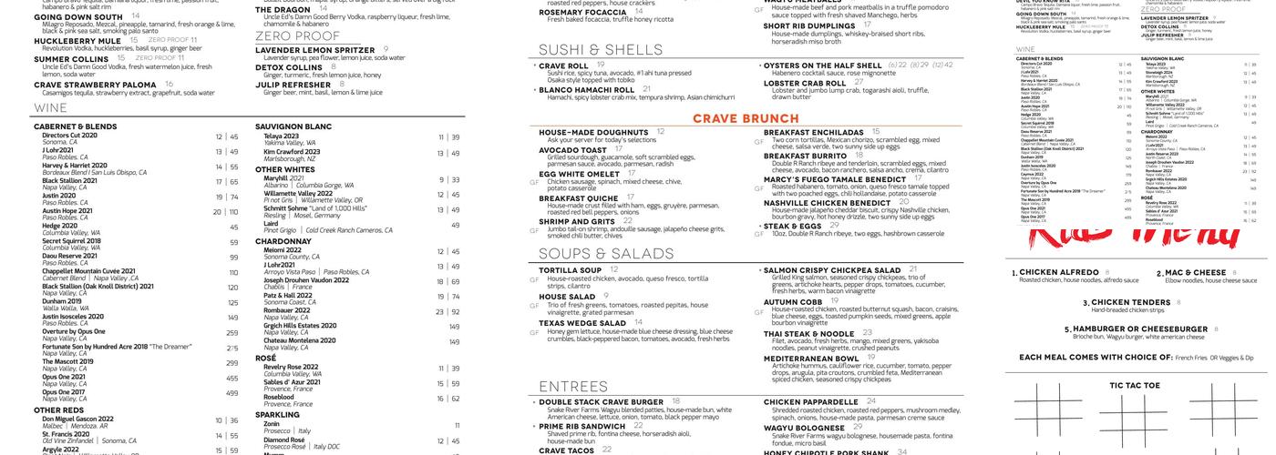 Crave Kitchen & Bar Menu