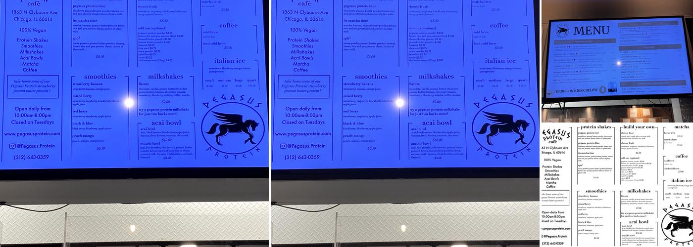Pegasus Protein Juice Bar Menu