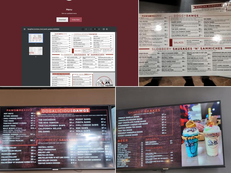 DAWG PARK Glenview Menu