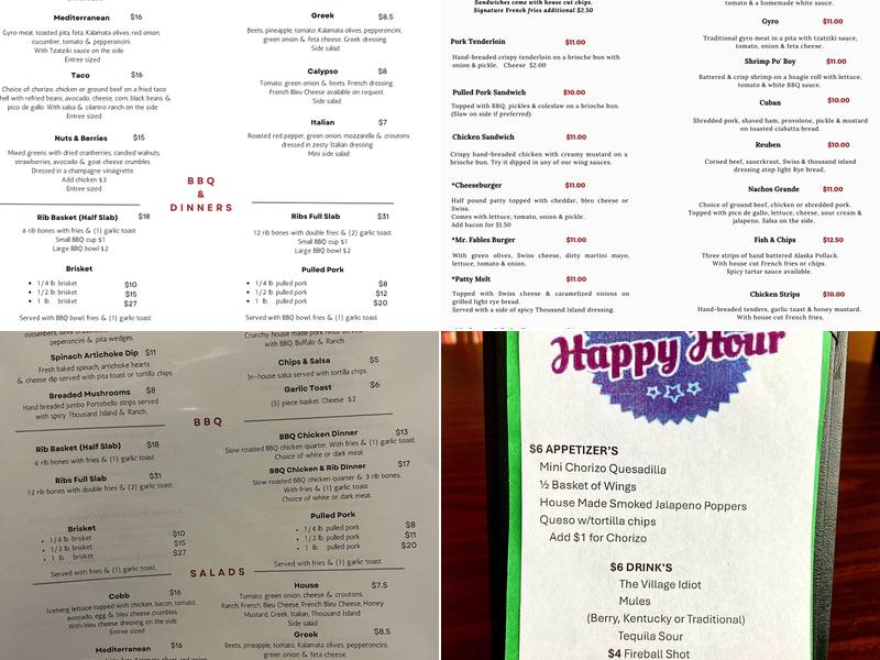 The Village Tap Menu