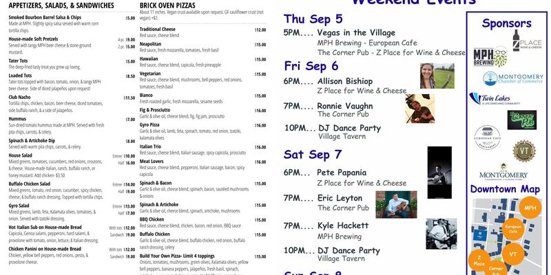 MPH Brewing Menu