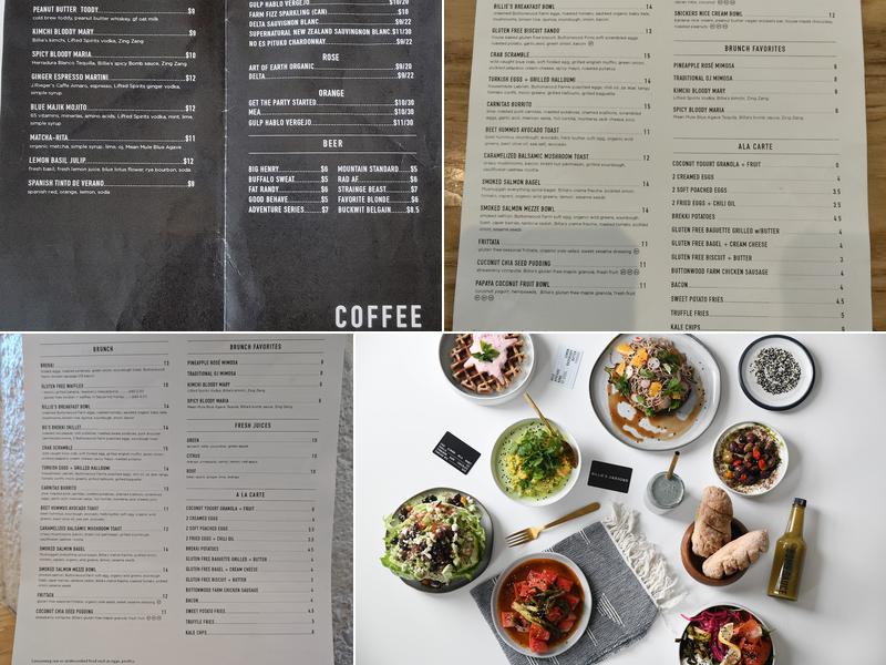 Billie's Grocery Menu