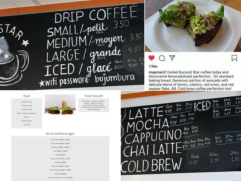 Burundi Star Coffee Menu