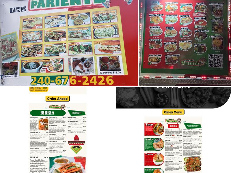 Tacos El Pariente Menu