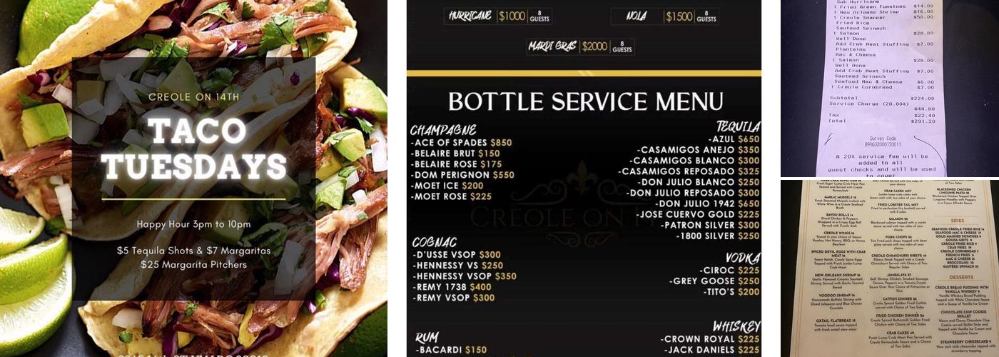 Creole on 14th Menu