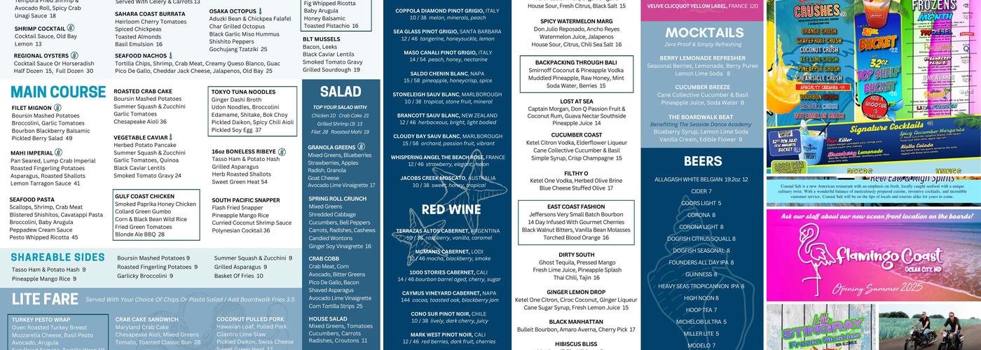 Coastal Salt Menu