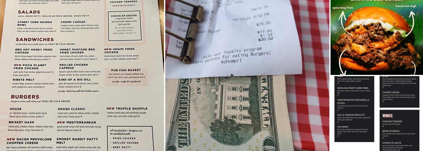 Chomp Kitchen and Drinks Menu