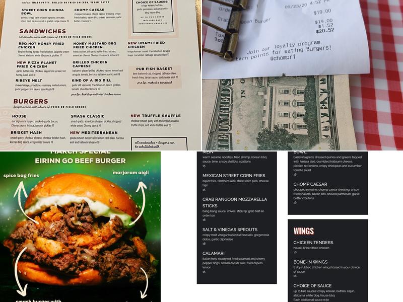 Chomp Kitchen and Drinks Menu