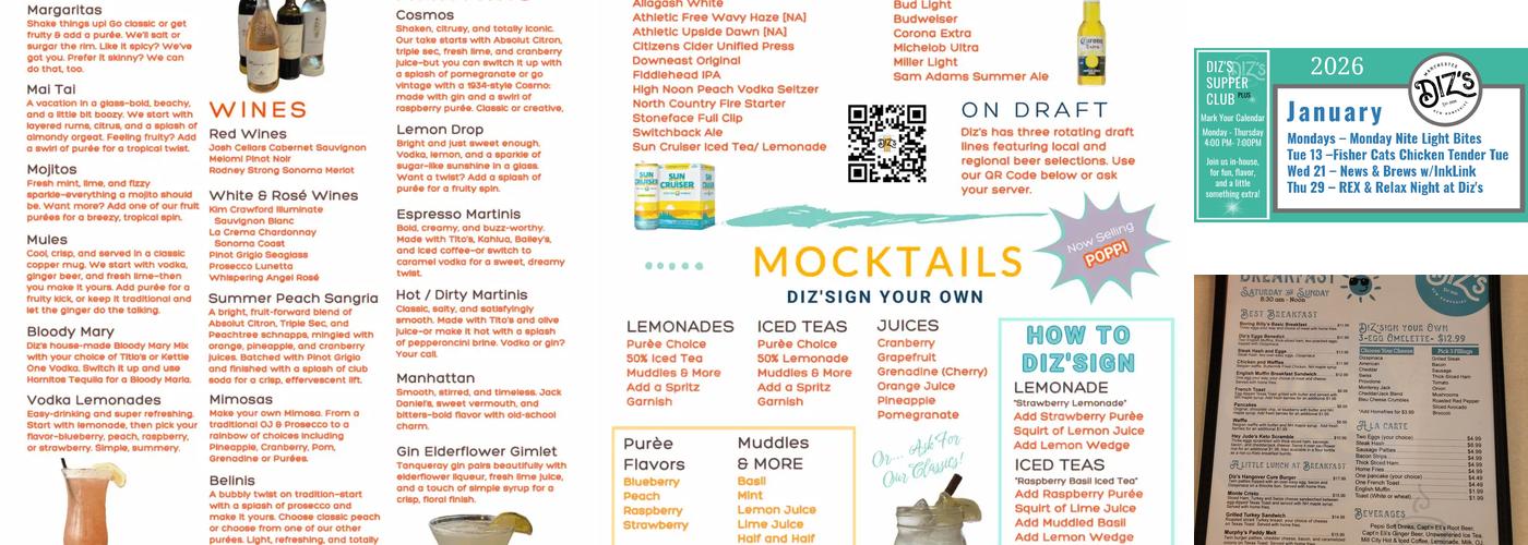 Diz's Cafe Menu