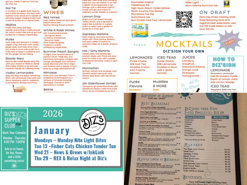 Diz's Cafe Menu