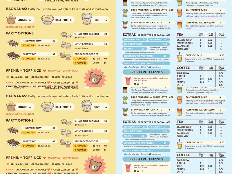 Baonanas Banana Pudding Cafe Menu