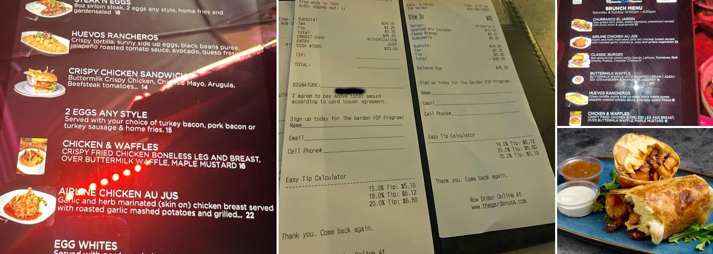 The Garden Restaurant and lounge Menu