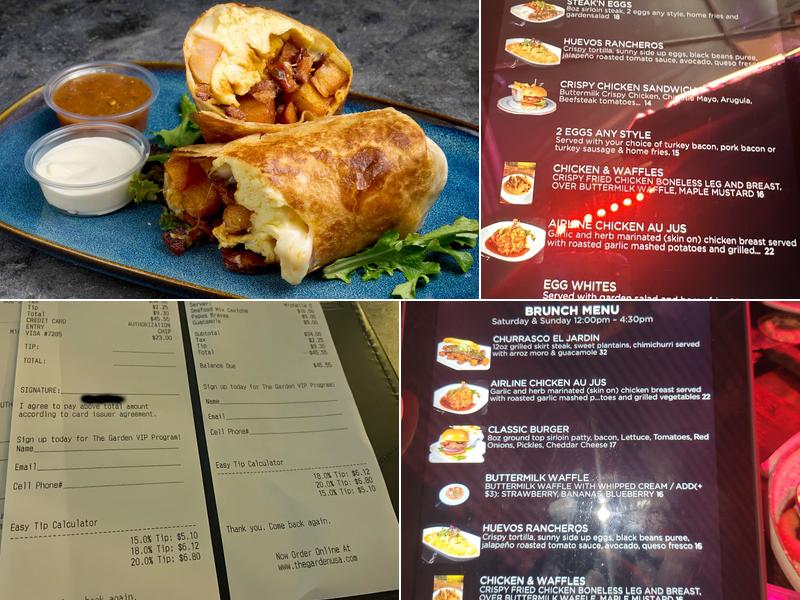 The Garden Restaurant and lounge Menu